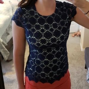 Crochet cap sleeve blouse